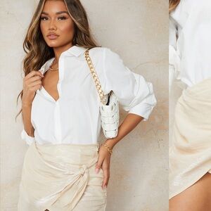 PrettyLittleThing Cream Ruched Mini Skirt